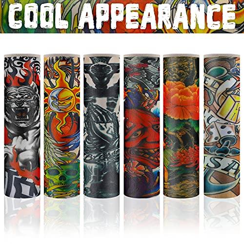 Hicarer 12 Pieces Tattoo Arm Sleeves for Kids Temporary Kids Tattoo Sleeve UV Sun Protection Kids Arm Sleeves (Rich Pattern)