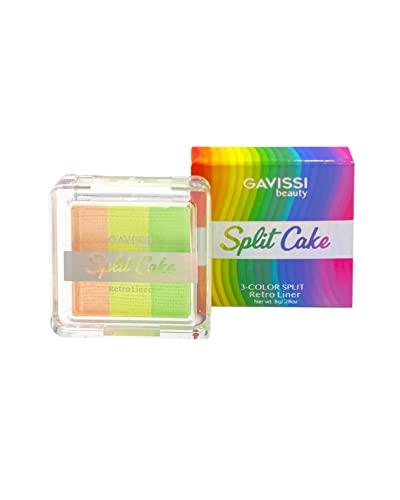 Gavissi Gavissi Beauty 3 Color Split Cake Retro Liner, Face & Body Paint Palette - Water Activated, Eyeliner, Aqua Graphic Liner, Professional SFX Makeup, Special Effects, 8g (Citrus Cake)