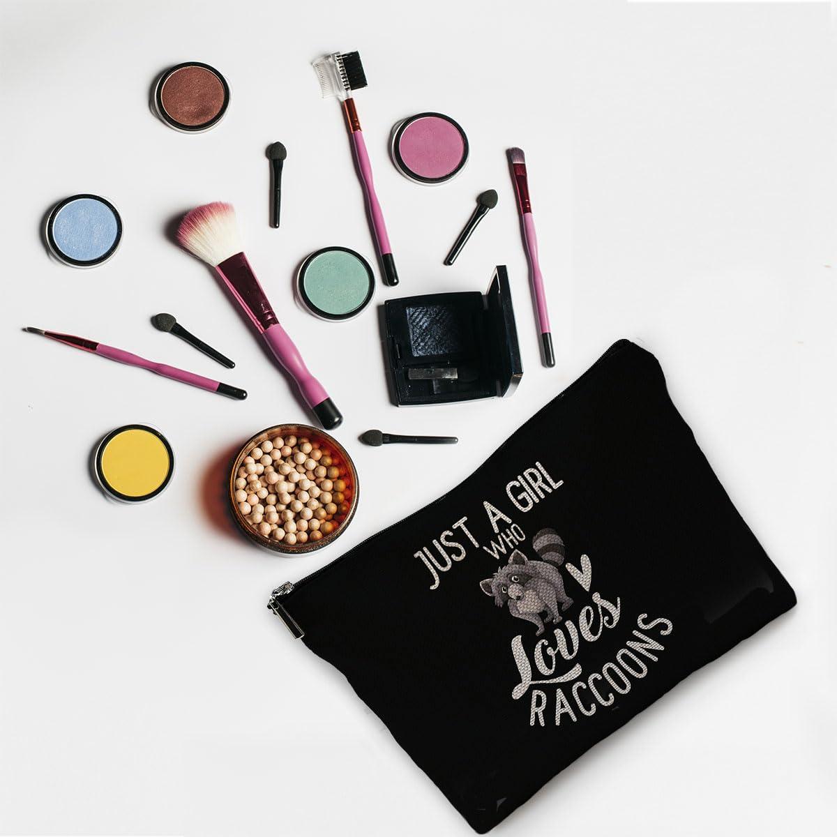 NEGIGA NEGIGA Raccoon Makeup Bag, Raccoon Gifts for Girls Raccoon Lovers Women, Cute Raccoon Gifts, Just a Girl Who Loves Raccoons Small Makeup Cosmetic Bag for Purse