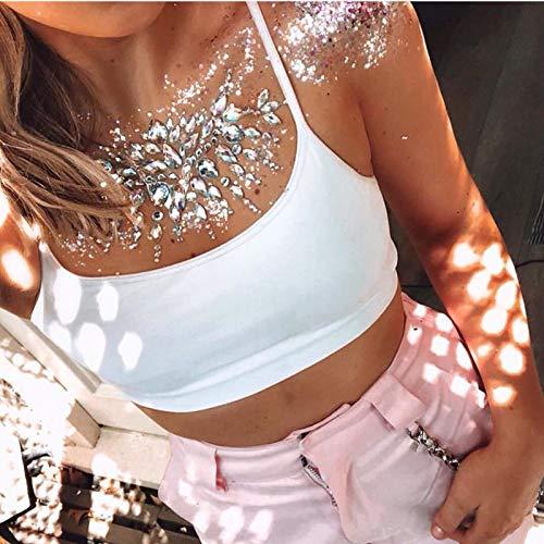 ARTEM 3 Sheets Breast Jewels Tattoo Rhinestone Stickers Body Gems Glitter Self-Adhesive Chest Decals Crystal Flash Mermaid Bindi Gemstone Decoration for Women Music Rave Party, Halloween, Carnival