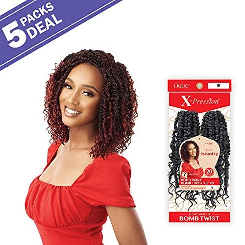 XPRESSION XPRESSION Outre Crochet Braids X-Pression Twisted Up 2X Boho Wavy Bomb Twist 10inch (5-pack, DRAFRU)
