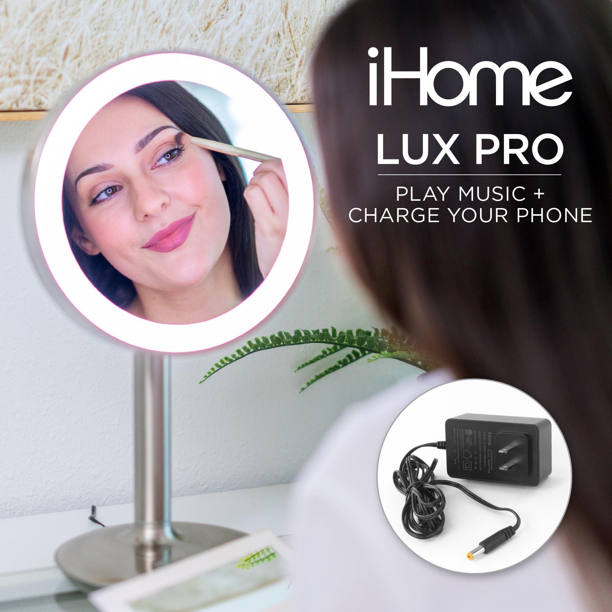 iHome iHome Vanity Mirror with Lights, Makeup Mirror with Bluetooth Speaker, USB Charging, and Removable Magnifying Mirror (iCVBT82SN)