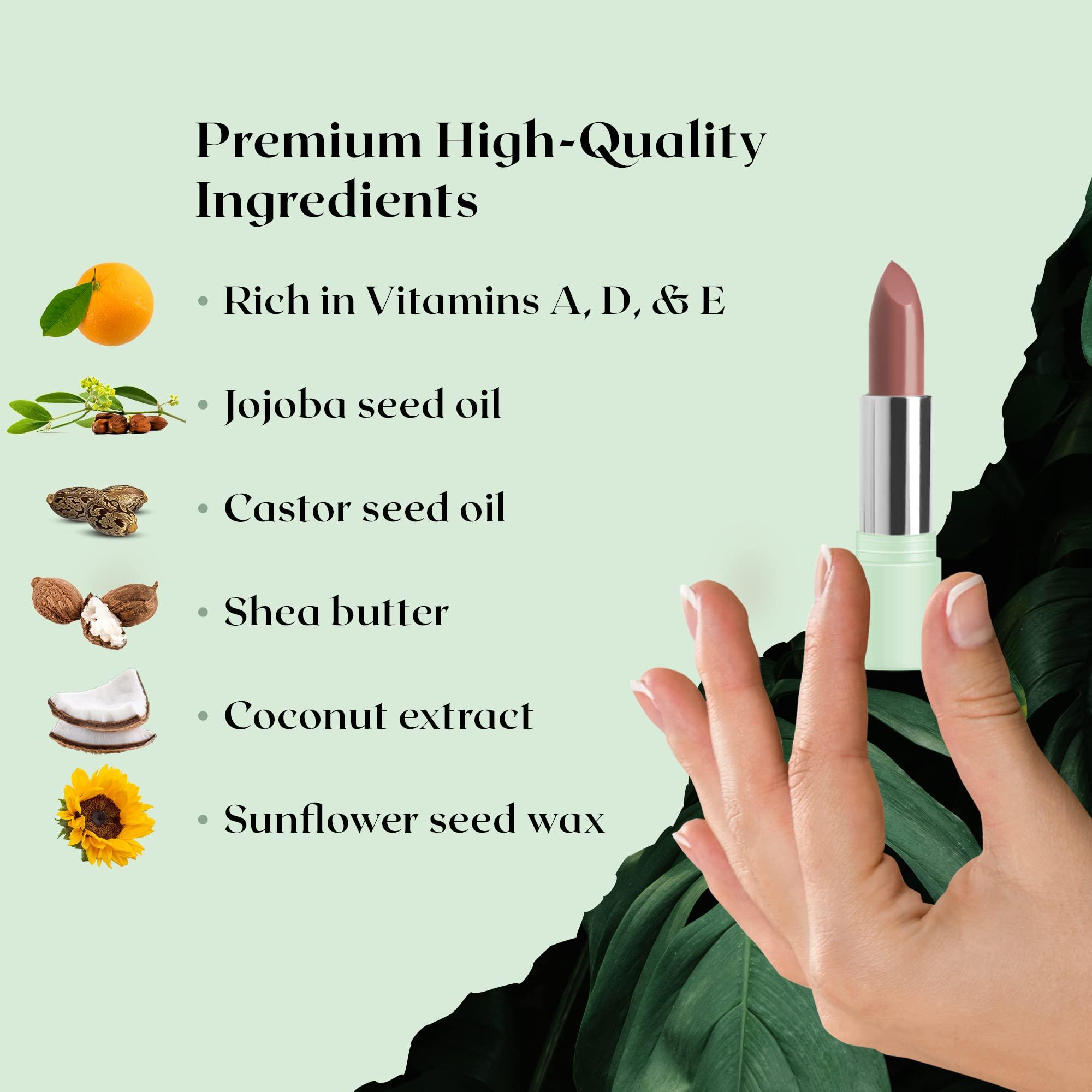 NATURABLOOM NATURABLOOM Vegan Lipstick (Petalia) - Sensational One-Stroke Long Lasting Lipstick from Natural Oils & Butters Full-Coverage Lip Color with Shea Butter & Coconut Extact - Premium Hydrating Lipsticks