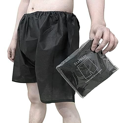 Starrise 50 Pcs Disposable Paper Shorts Medical Salon unisex Black Boxer Shorts Nonwoven Exam Massage Spa Underwear (50pcs)