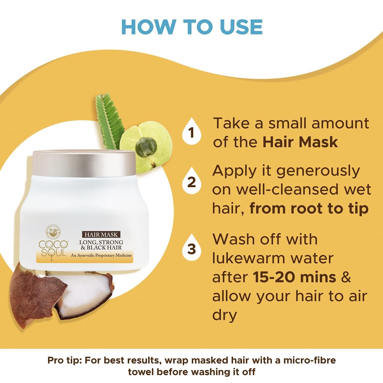 india Hair Mask for Long, Strong & Black Hair with 100% Cold Pressed Virgin Coconut Oil | Amla & Sesame | Sulphate & Paraben Free - 160ml