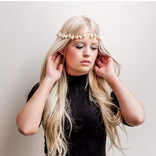 Bomine Bomine Boho Tassel Head Chain Shell Hair Chain Gypsy Headpiece bulk Festival Hair Accessories for Women and Girls (Gold)