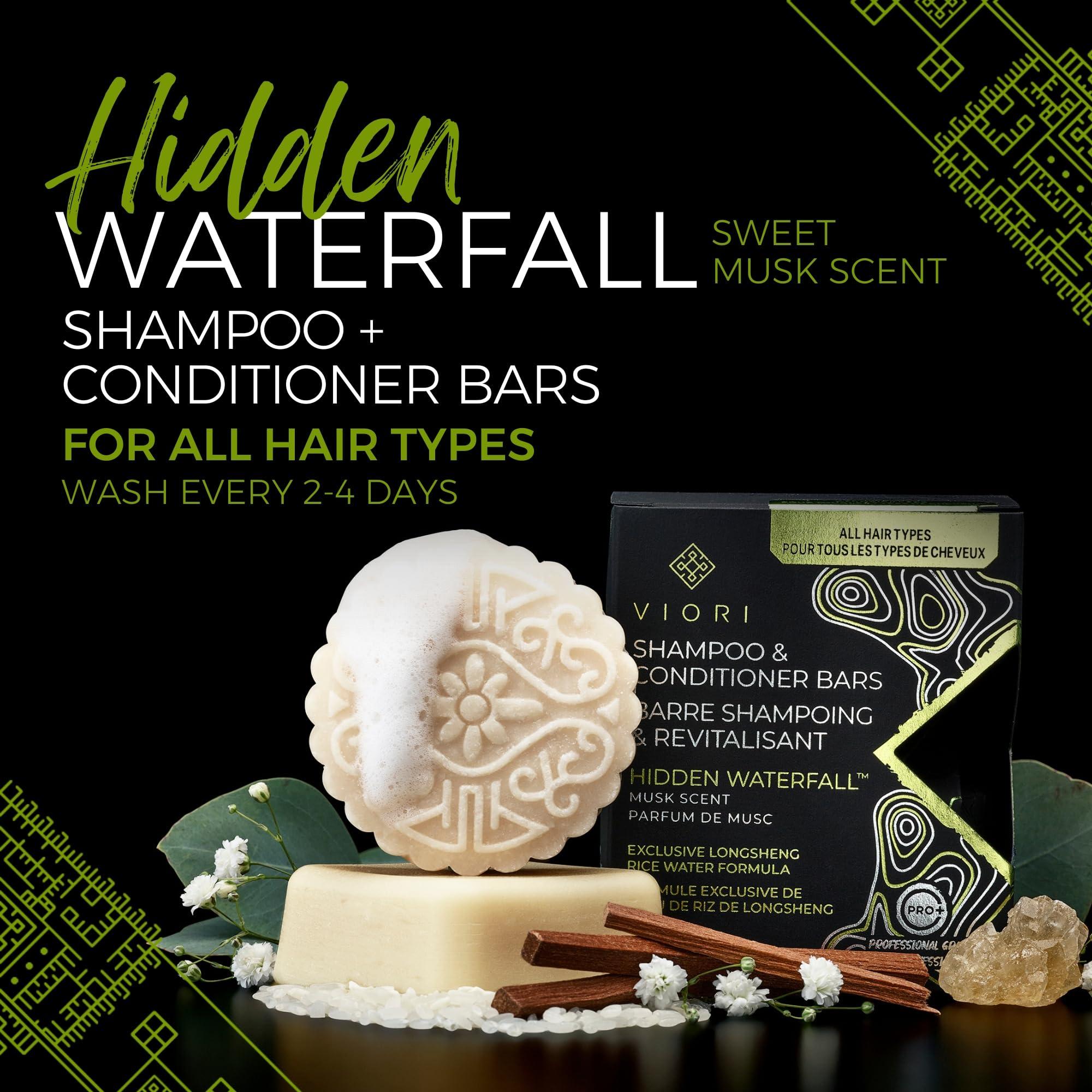 Viori Viori Hidden Waterfall Shampoo and Conditioner Bar Set Made with Rice Water - Handcrafted Sulfate Free Shampoo and Conditioner