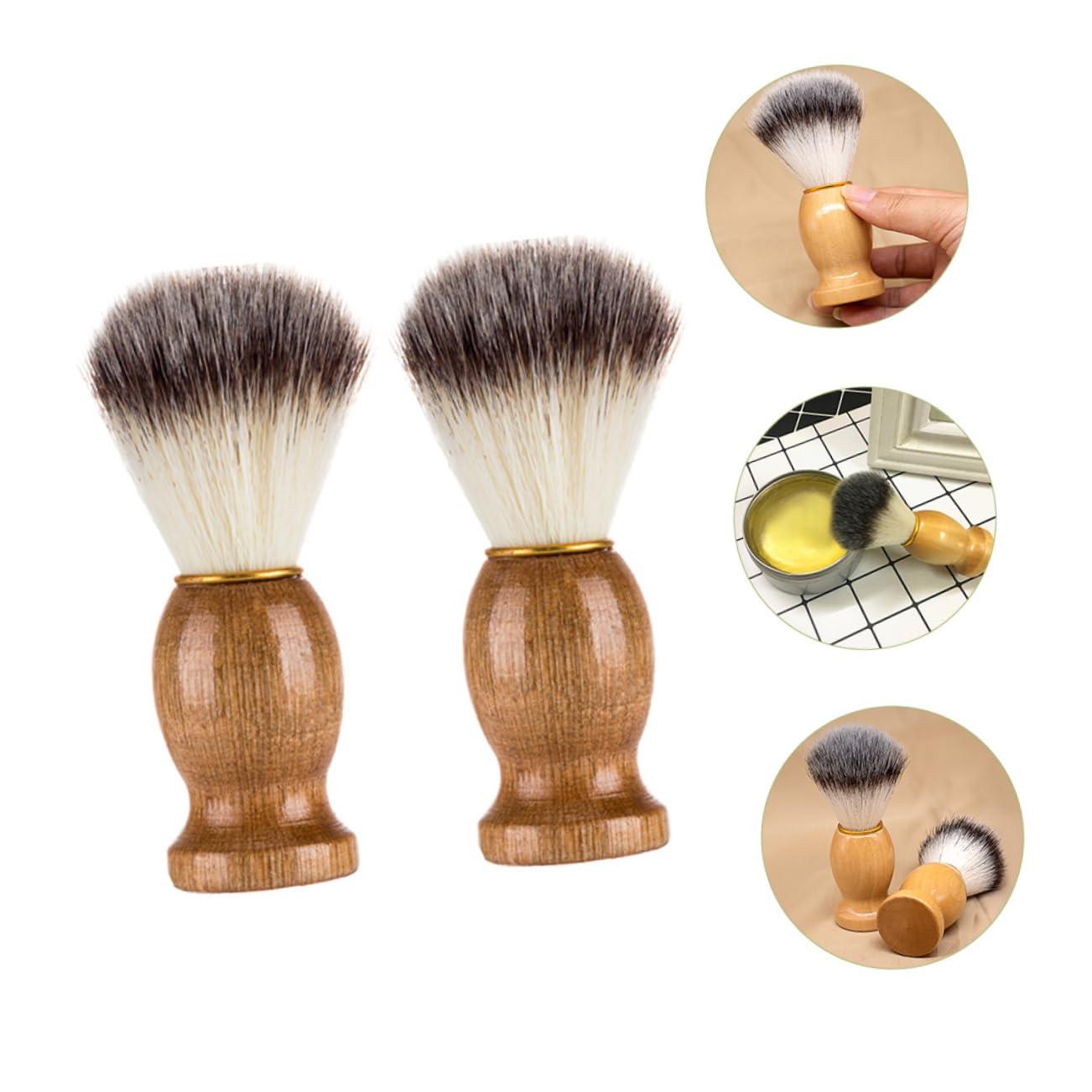 FOYTOKI FOYTOKI 2pcs Shaving Brush Leaf Twig Razor Duster Brush Handheld Beard Brush Shave Brush Kit Shaving for Men Hat Shaving Mens Shaving & Removal Products Sponge Light Brown Wood