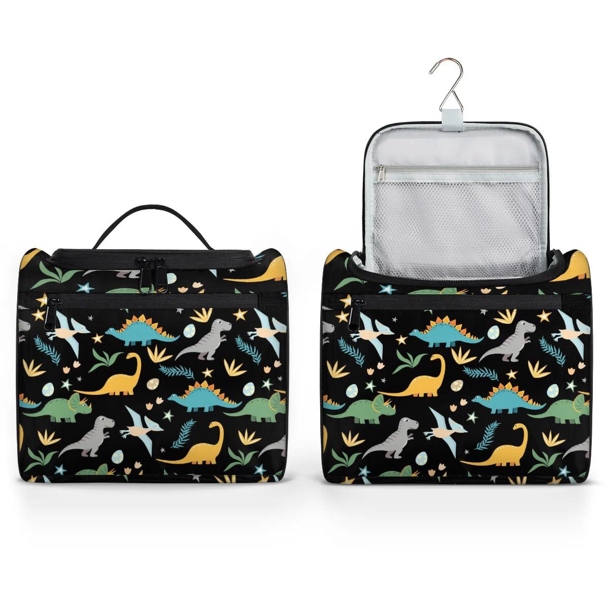 Funky Qiu Funky Qiu Travel Toiletry Bag for Women,Cute Dinosaur Ancient Hanging Toiletry Bag Cosmetic Makeup Bag Travel Organizer for Accessories Toiletries,Travel Essentials Kit