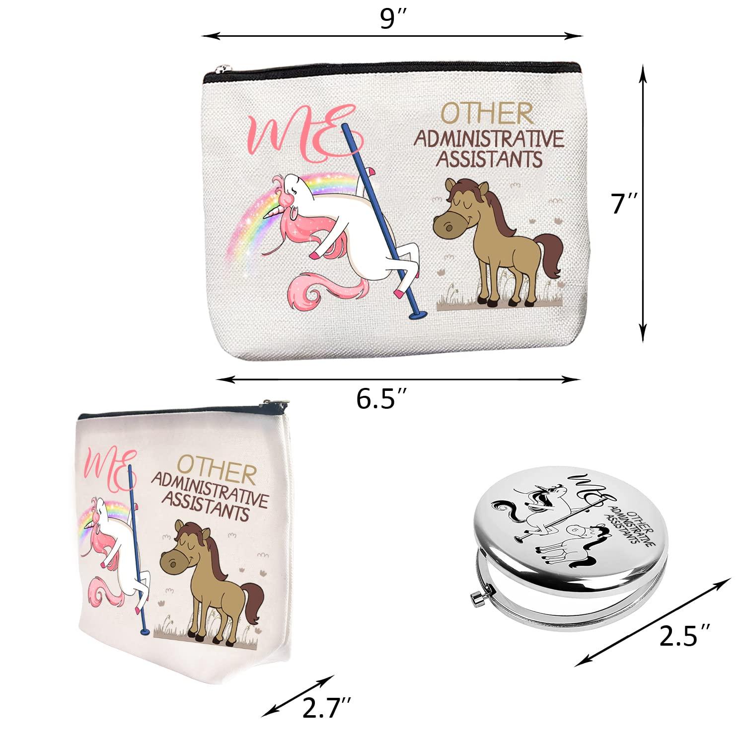 BoomBoomGifts Christmas Gifts for Admin Assistants,Admin Assistants Zipper Makeup Bag Cosmetic Pouch,Assistants Canvas Travel Toiletry Pouch,Admin Assistants Compact Mirror,Administrative Assistants Gift