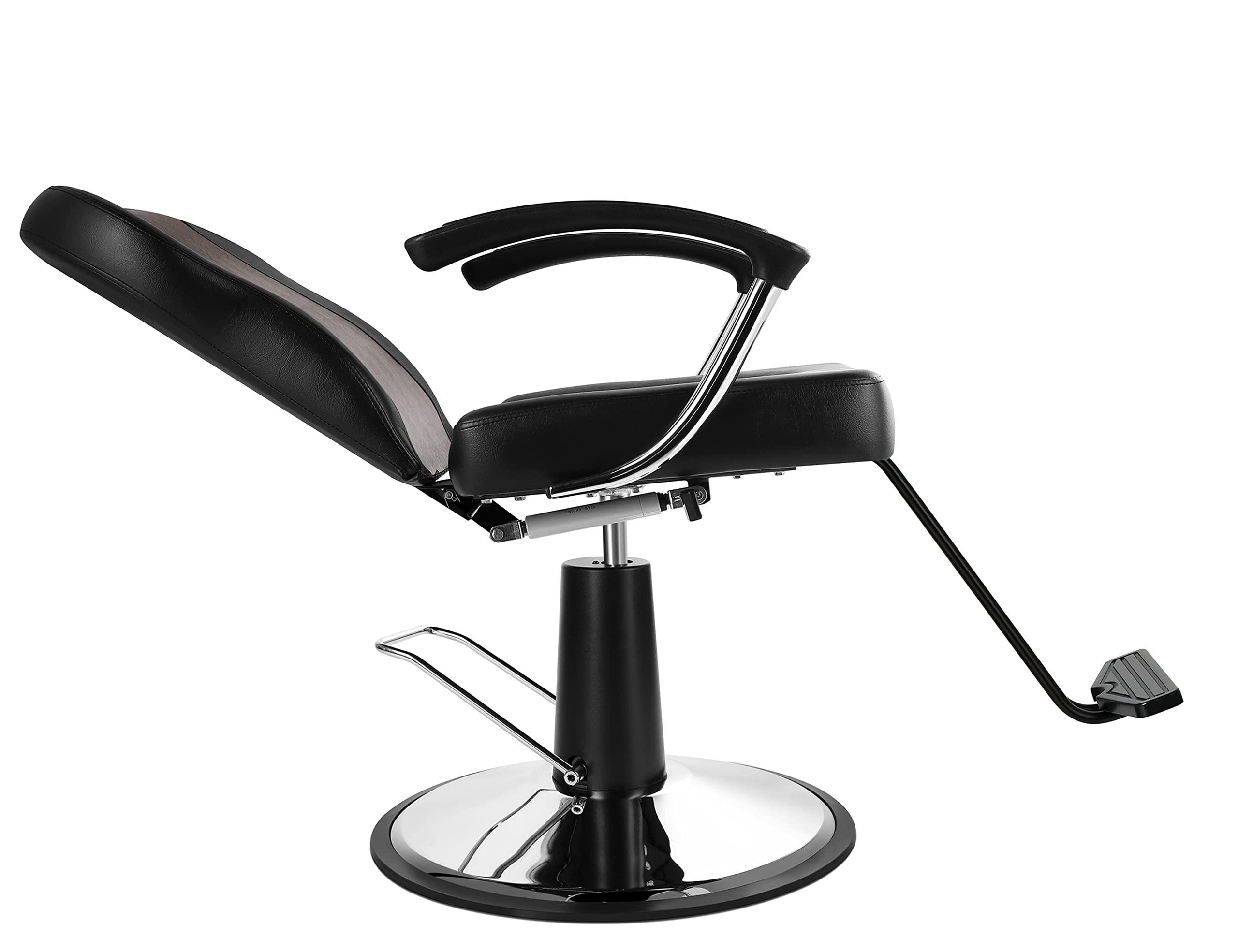 Eastmagic Eastmagic Barber Chair Reclining Beauty Chair Hydraulic Salon Chair for Hair Stylist Salon Equipment (Black/Dark red)