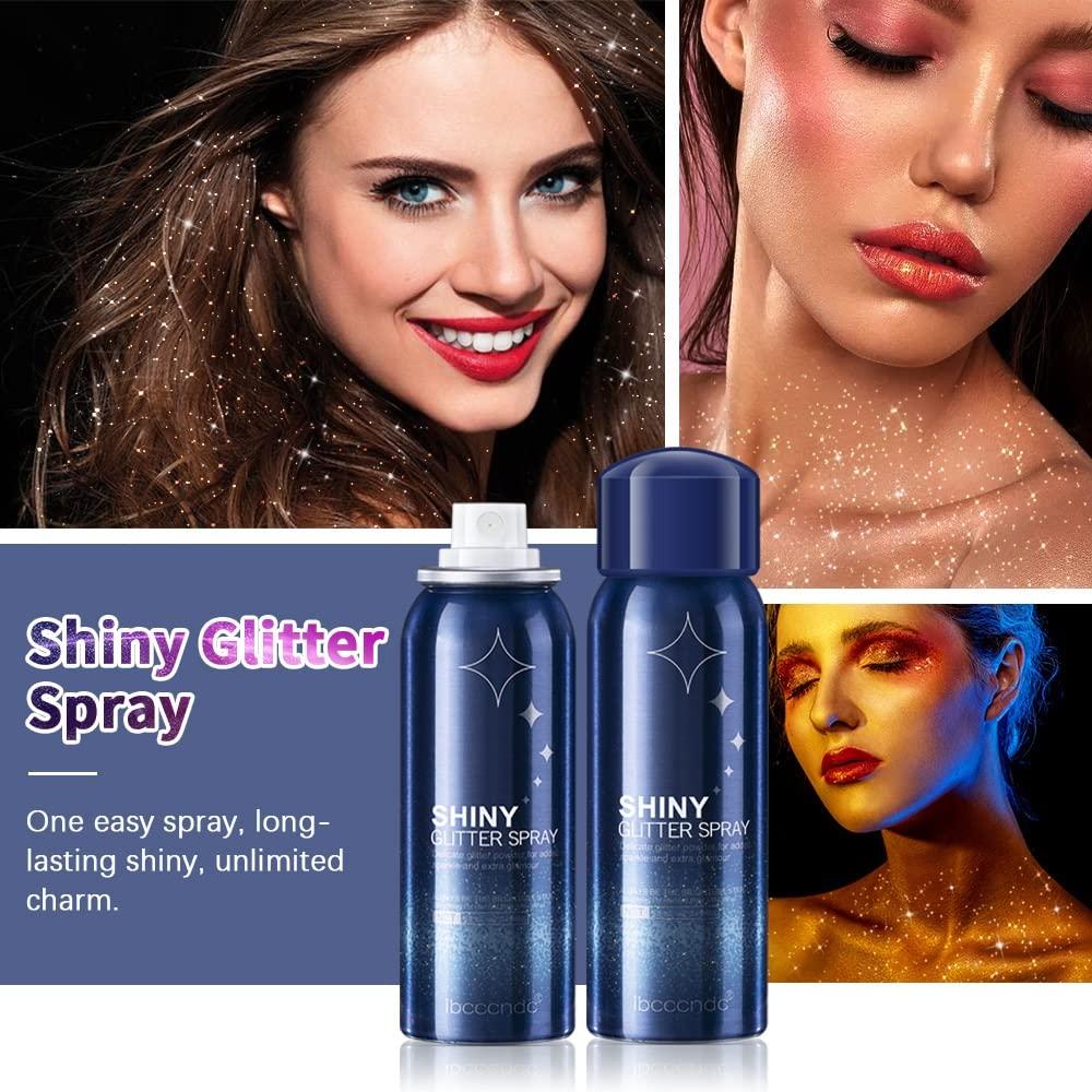 WenFeng Body Glitter Spray,Glitter Spray for Hair and Body,Glitter Hair Spray for Clothes,Long-Lasting Body Shimmer Spray Suitable for Stage,Festival Rave and Makeup Prom-60ML