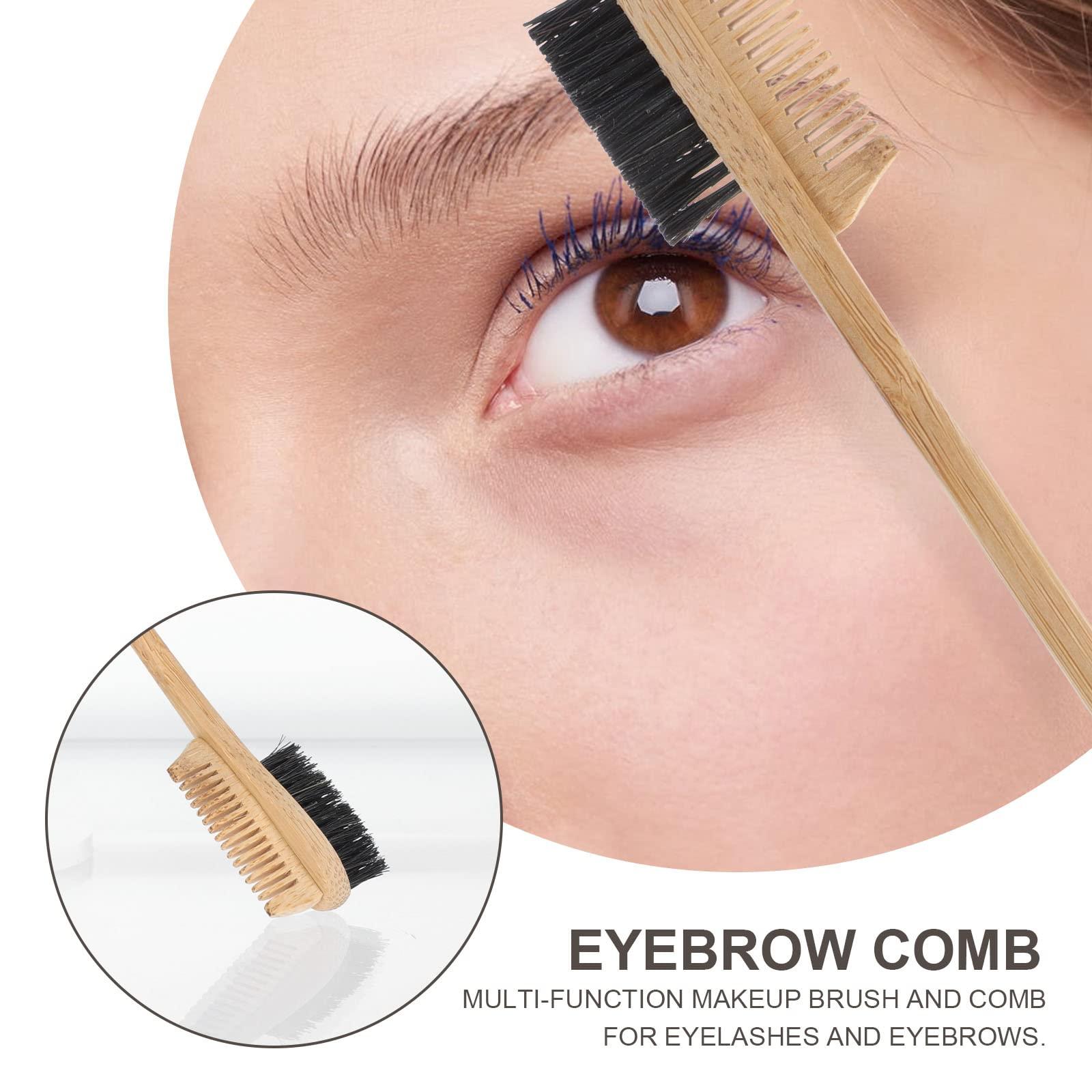 Beavorty 1pc Bamboo Double Eyebrow Brush Multi-effect Comb Eyebrow Trimming Tool Small Eyebrow Brush Double Heads Eyebrow Comb Cleaning Brush Women Styling Eyebrow Brush Eyelash Comb