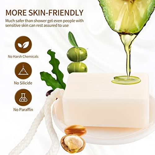 IeBilif IeBilif Bar Soap for Men, Soap On A Rope 4 Bar Pack Men's Soap, Body and Face Natural Bath Soap For Men 200g/7.05 Oz each