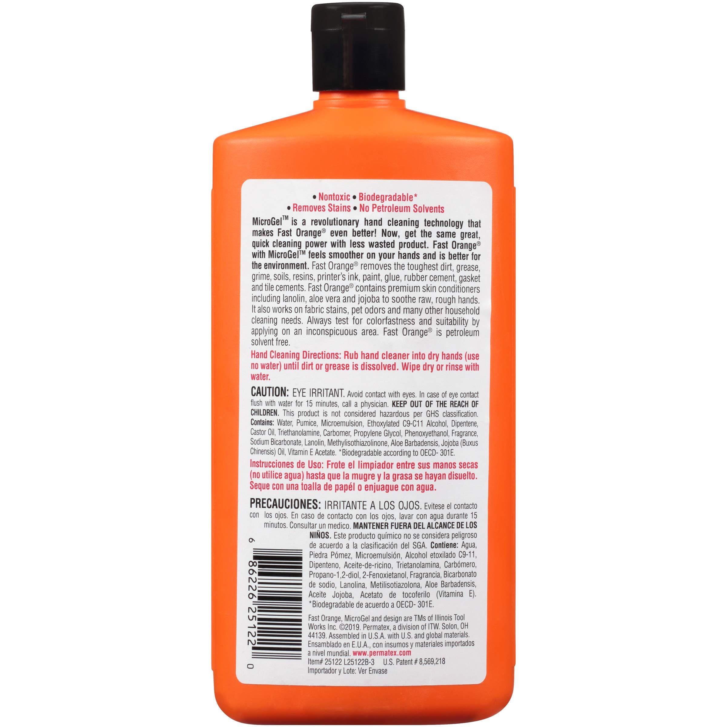 Fast Orange Fast Orange 25122 Pumice Lotion, Heavy Duty Hand Cleaner, Natural Citrus Scent, Waterless Cleaner For Mechanics, Strong Grease Fighter, 15 oz