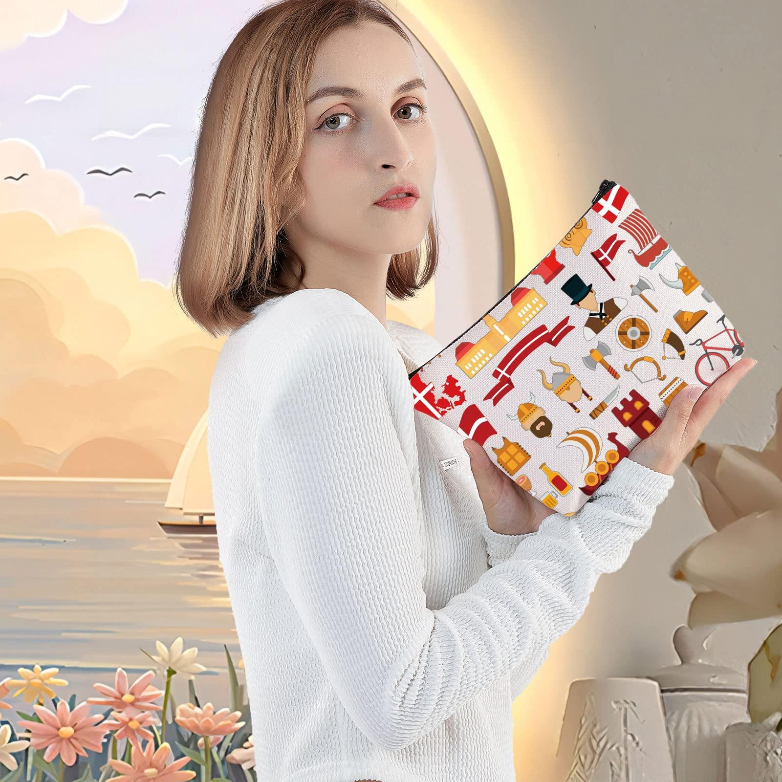 LEVLO LEVLO Denmark Travel Culture Gift Danish Theme Travel Pouch Bag Europe Denmark Landmarks Gift Denmark Souvenir Gift (Denmark)