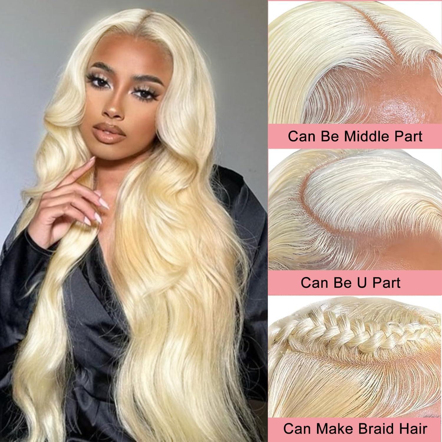 OOFUCF Alimubi hair 613 Lace Front Wig Human Hair Blonde Wig Human Hair 13x4 Body Wave Lace Front Wigs 180 Density 613 Body HD Lace Frontal Wig Glueless Wigs Human Hair Pre Plucked 40 inch