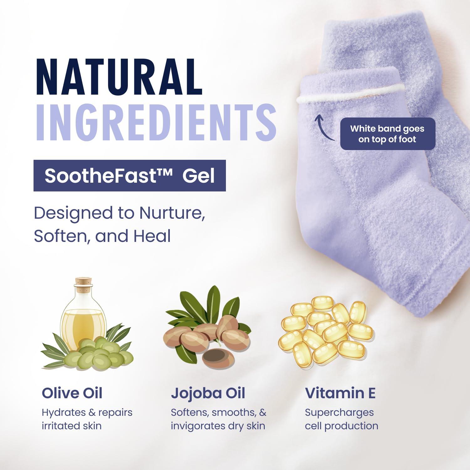 Dr. Frederick's Original Dr. Frederick's Original Moisturizing Fuzzy Heel Socks - 2 Pairs - Cozy Gel-Lined Sleep Socks for Women & Men - Soothes Dry, Cracked Feet - Heel Repair - Lilac Leisure