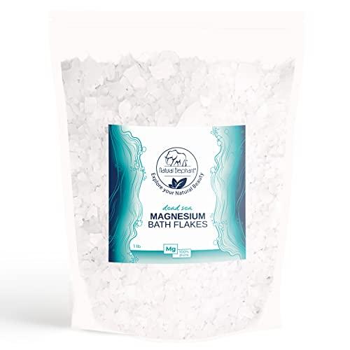 Natural Elephant Natural Elephant Dead Sea Magnesium Bath Flakes | 1 lb Bag (16 oz)| Pure Magnesium Chloride Soak for Body and Foot | Ideal for a Soothing Bath Experience | Alternative to Epsom Salt