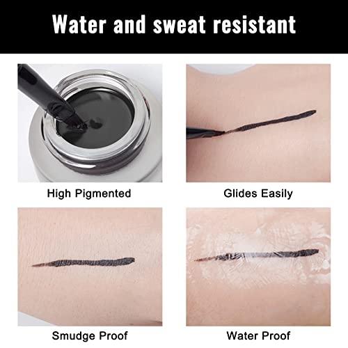 Erinde Erinde White Gel Eyeliner, Waterproof Long Lasting Cream Eyeliner Gel Pot, High-Intensity Pigments Smudge-Proof Eye Liner Makeup, Water-Resistant Eyeliner with 2PCS Brushes 04# White