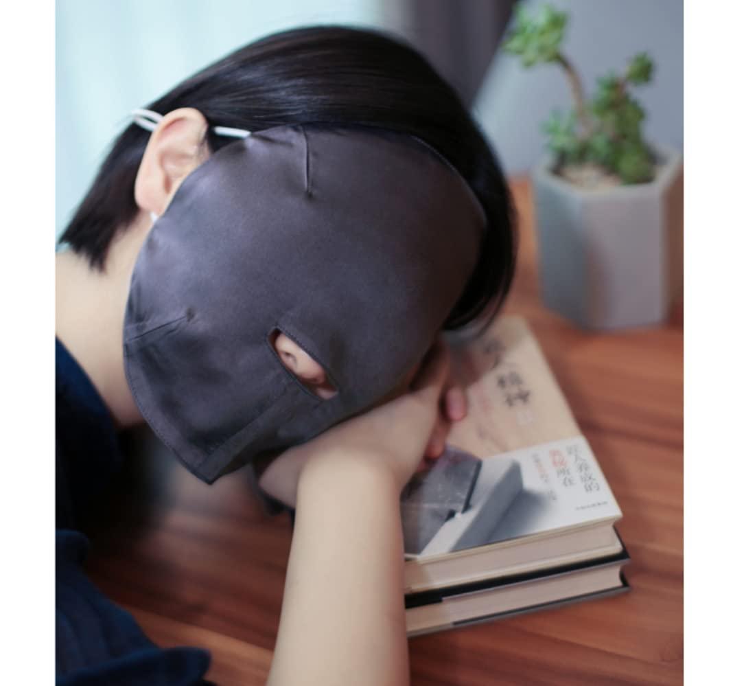Speduckk 100% Silk Sleep Mask Modern Full Face Sleep Mask Soft Comfortable A Good Night’s Sleep Eye Mask with Adjustable Strap (Black)