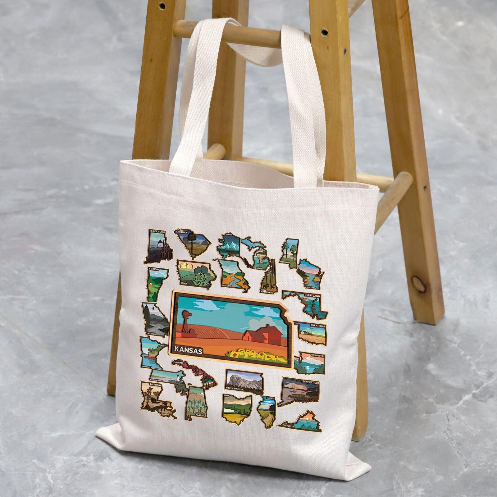 VAMSII VAMSII American States Travel Gift United States Map Tote Bag American States Trip Lover Gifts American TravelersGift (United States Map)