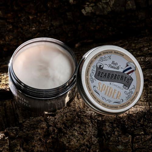 BY CAROBELS BEARDBURYS BY CAROBELS BEARDBURYS Barber Grade Spider Hair Styling Wax With Medium Hold & Natural Looking Finish, Hair Volume for Men, 3,5 Fl Oz, Unscented, 1 Ounce
