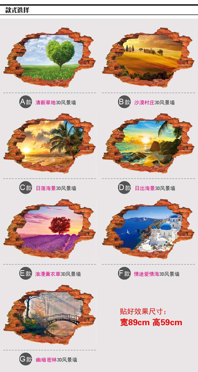 Angelastore Broken Hole Wall 3D City Landscape Bedroom Living Room Waterproof Removable Wall Stickers (B)