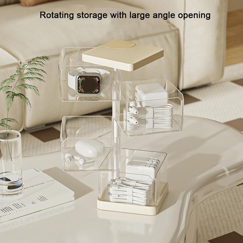 KWJNH KWJNH Cosmetic Storage Box Transparent Acrylic Swivel Shelf Desktop Skin Care Product Dresser Finishing,Rotating Powder Puff Storage Box Jewelry Organizer for Women