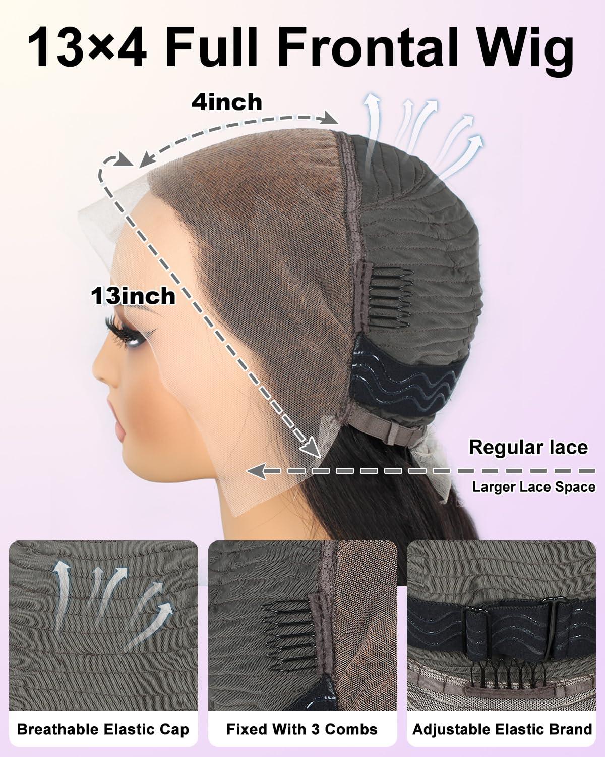 rilago 28 Inch 250 Density HD Lace Front Wigs Human Hair Glueless Pre Plucked Bleached Knots Lace Front Wig 15A Grade Real Full Lace Frontal Wigs 13x4 Straight Lace Front Wigs Human Hair for Black Women