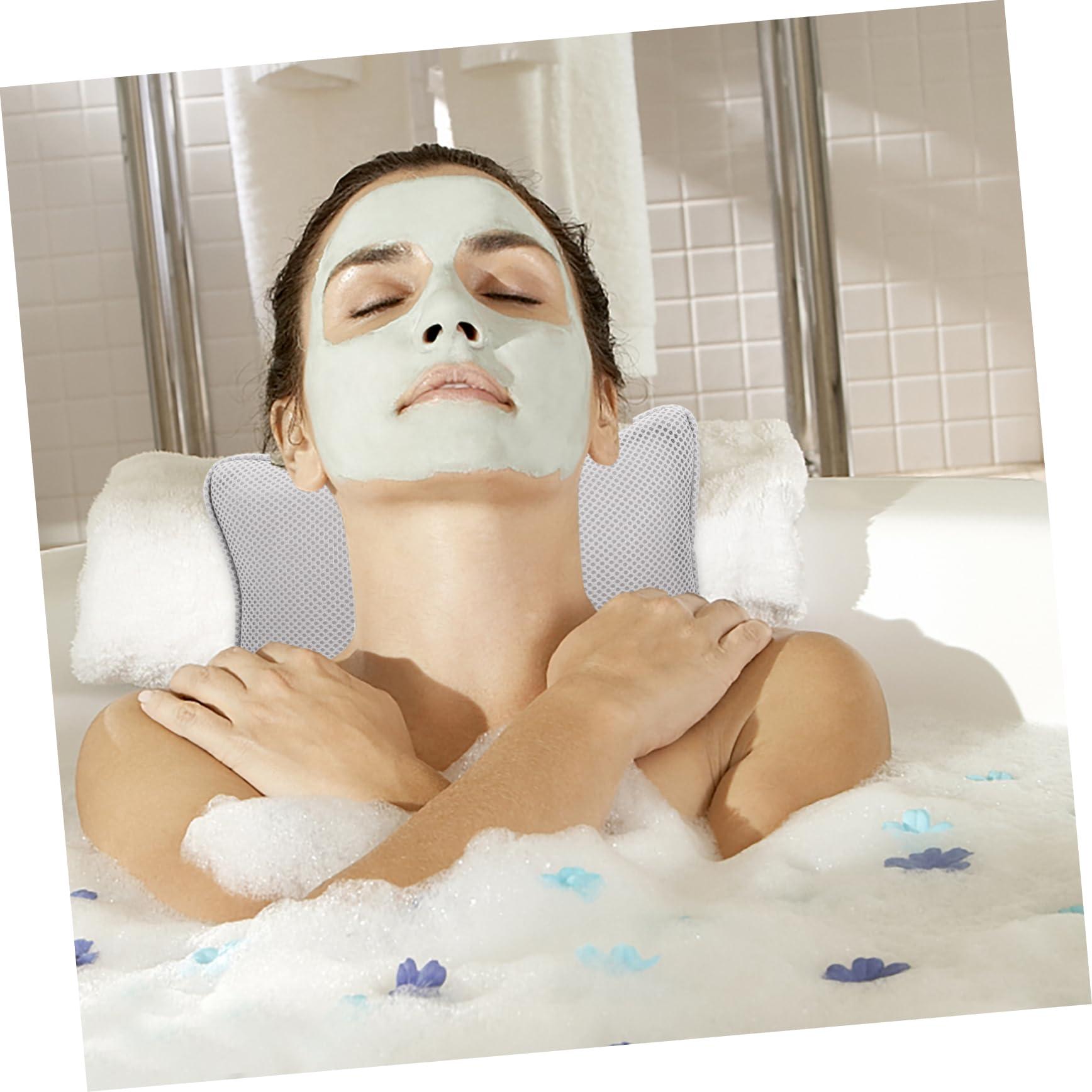 minkissy minkissy Bathtub Pillow Cup Grey Bath Pillow with 2 Cups Neck Pillow for Bathtub Spa Spa Tub Fit Standard Bathtubs