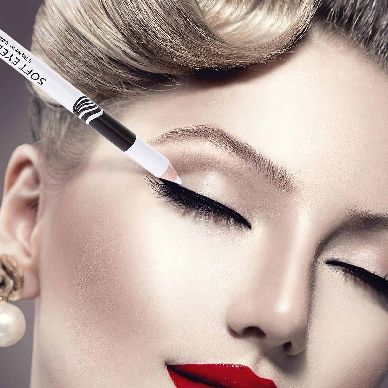 MAGICLULU MAGICLULU 20pcs White Eyeshadow Eyeliner Highlighter Eye Liner Pen White Lying Silkworm Pencil Professional Make up Pencil for Woman Makeup