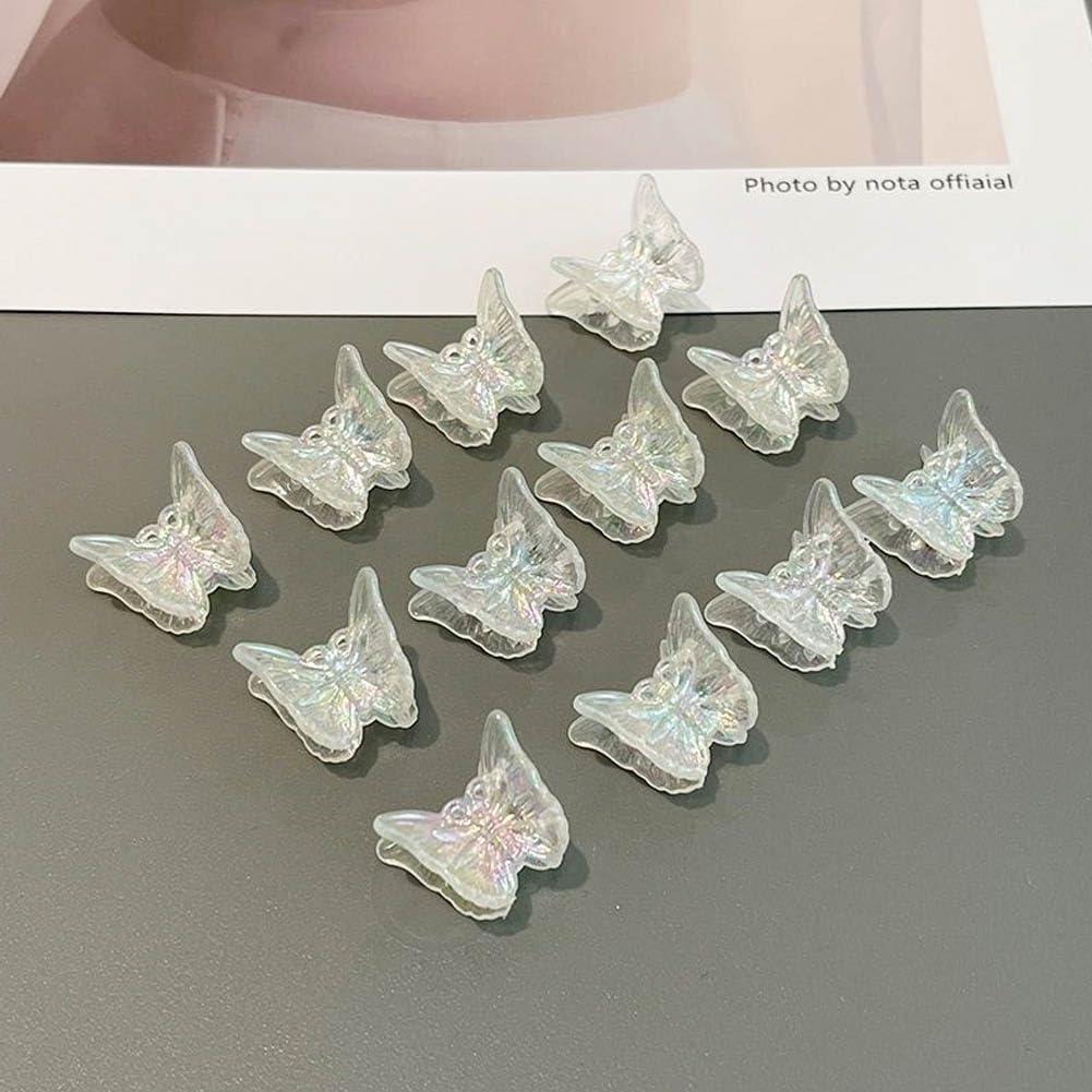 Jaczora 50 PCS Mini Butterfly Hair Clips Small Hair Claw Clips Beautiful Butterfly Hair Jaw Clips Strong Grip Clear Hair Clips Clear Butterfly Hair Clips Cute Y2K Hair Accessories for Girls and Women