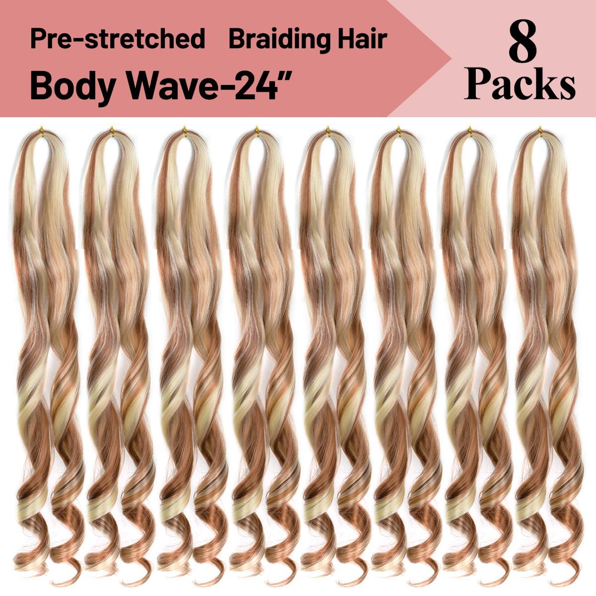 Luoyudu French Curly Braiding Hair for Box Braids 30/613 Loose Wave Braiding Hair 8 Packs 24 Inch 75g/Pack Spanish Curly Synthetic Spiral Curl Braiding Hair Extensions (24 Inch,8 Packs,30/613)