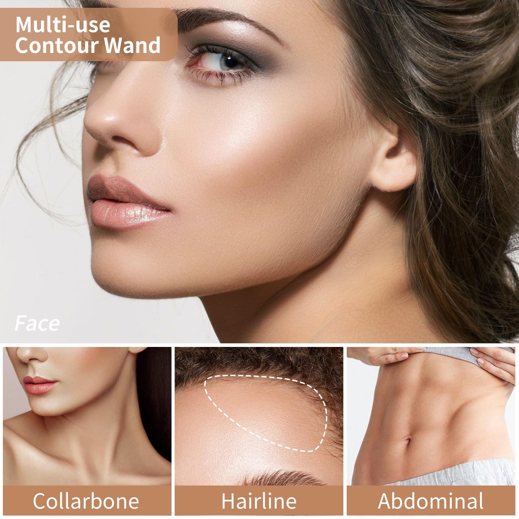 FV FV 2PCS Cool Toned Contour & Liquid Highlighter Stick, Blendable & Natural Finish Cream Contour Makeup Set, Long Lasting Face Illuminator & Shaping Stick, Cruelty-free & Vegan, 02&04