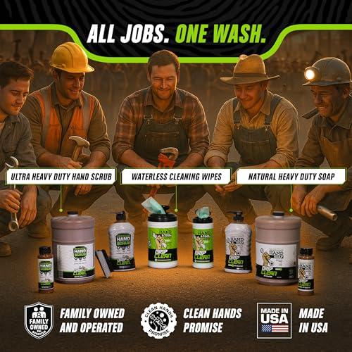 Grip Clean Grip Clean Squeeze Bottle & Brush Combo - Heavy-Duty Degreaser Hand Cleaner & Nail Brush Set - Tackle Grease, Oil, & Grime with Natural Pumice Soap & Nail Cleaning Scrub for Clean Hands & Nails