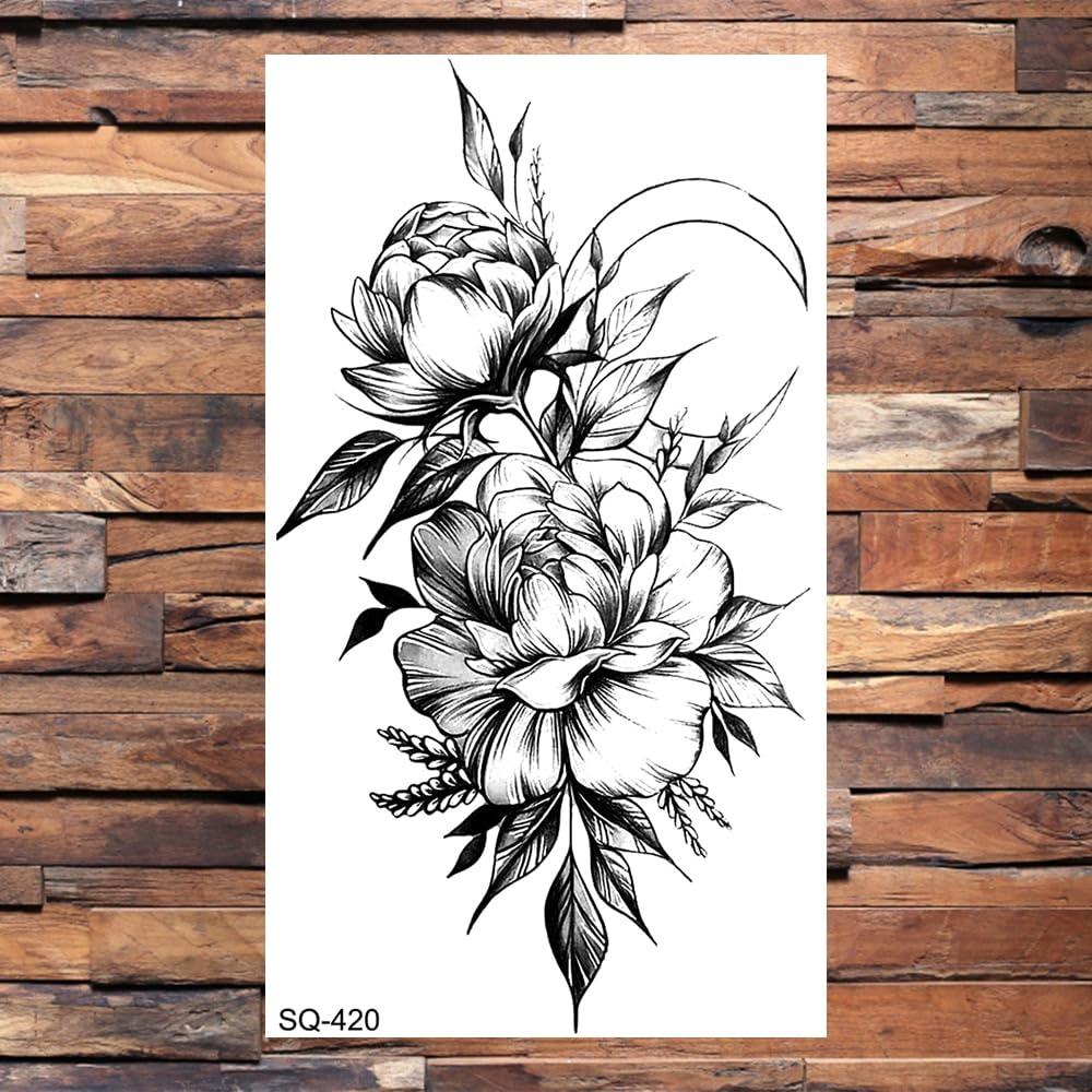 Generic Pencil Sketch Pine Tree Small Temporary Tattoos For Men Women Dahlia Waves Mountains Rivers Tattoo Sticker Arm Waist Tatoos