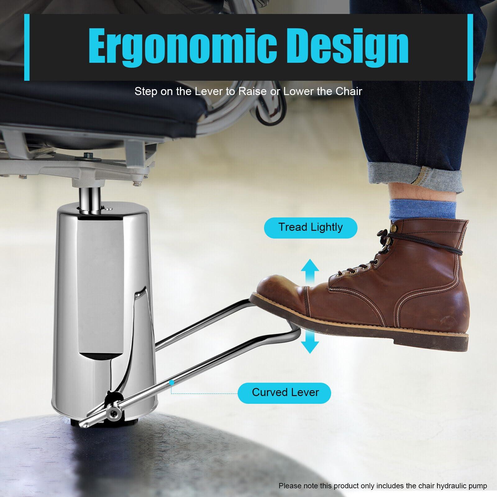 RustyVioum RustyVioum Barber Hydraulic Pump Beauty Salon, Barber Chair Hydraulic Pump Replacement 4 Screw Hair Salon Adjustable Height 11cm, All Purpose Heavy Duty Pump for Salon, Black