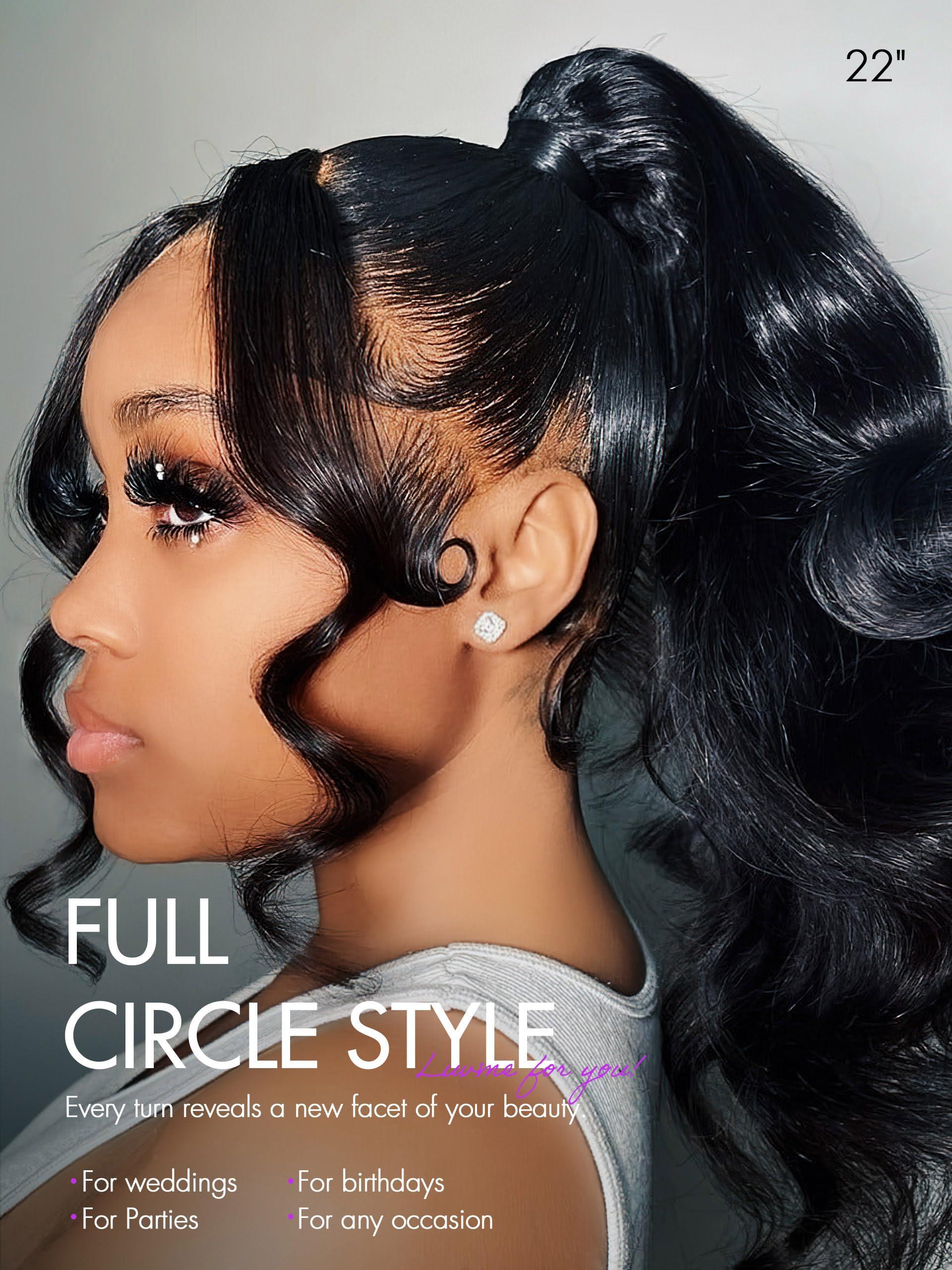 LUVME HAIR LUVME HAIR 18\'\' Loose Body Wave 360 Lace Frontal Wigs Human Hair Lace Glueless Human Hair Wig Pre Plucked Long Black Body Wave Wig