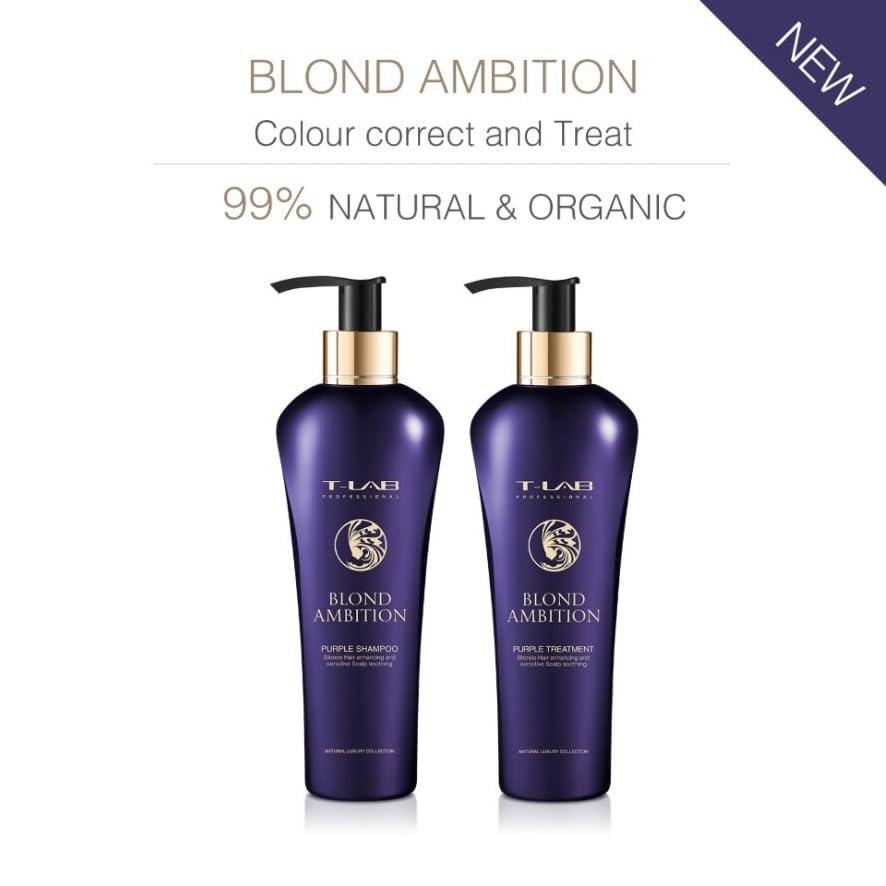 T-LAB PROFESSIONAL T-LAB PROFESSIONAL Purple Shampoo and Conditioner Set for Blonde Hair, Sulfate Free Brass Remover Blondes Color Treated Brassy Hair