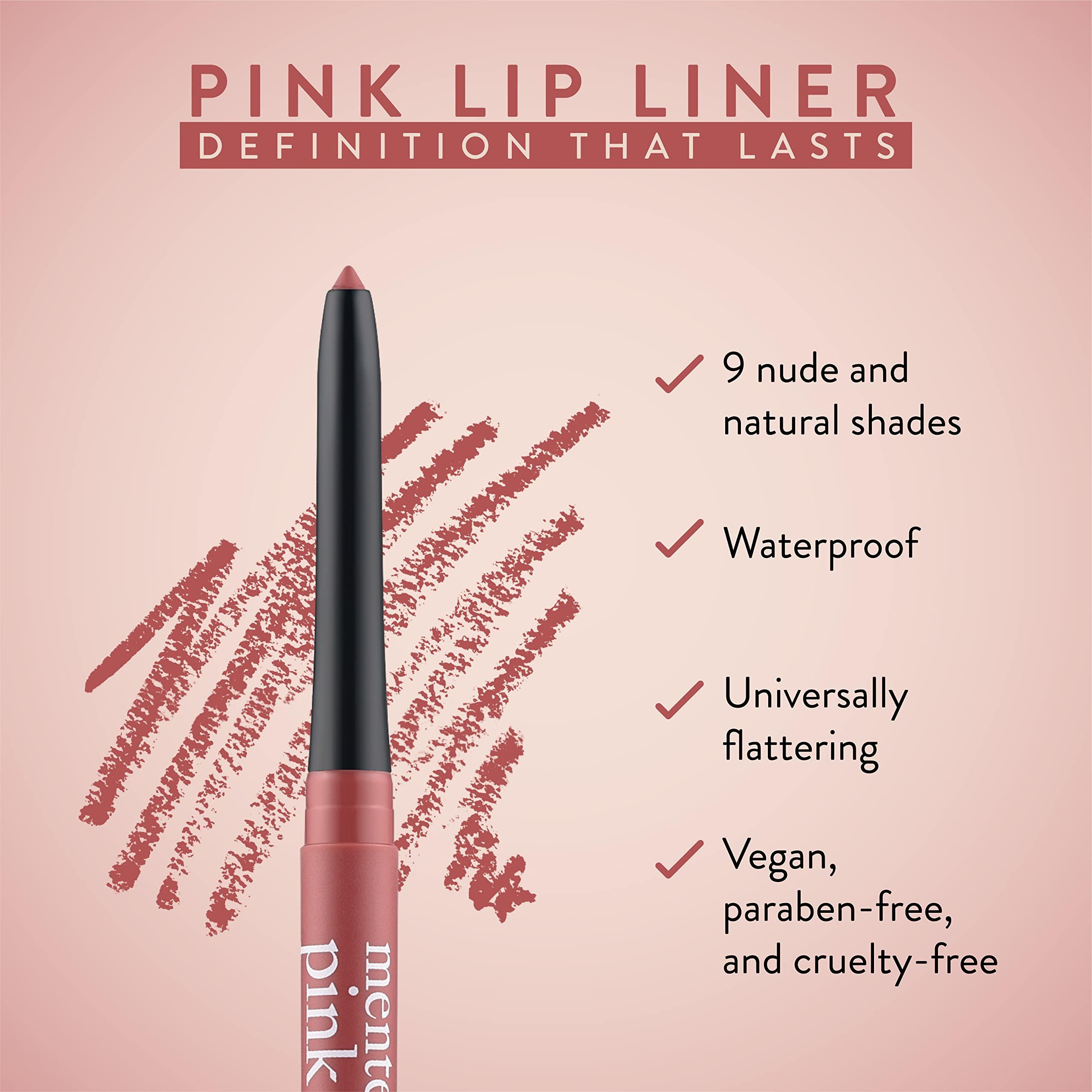 Mented Mented Cosmetics Lip Liner for Women, Dark Brown Lipliner Lip Pencil, Waterproof Lipliner, Vegan + Cruelty Free Makeup, Pretty in Pink