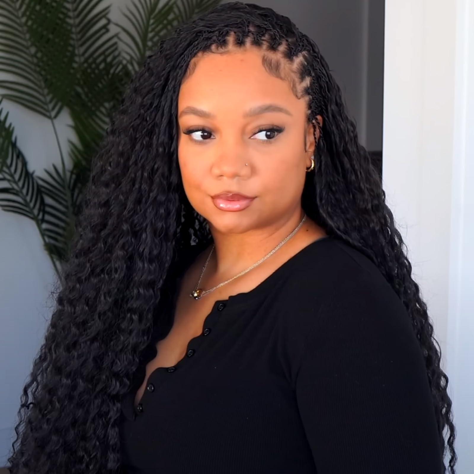 ZRQ ZRQ Pre looped Micro Brazilian Braids Curly Crochet Hair 30 inch Water Wave Crochet Hair Afro Kinky Curly Crochet Hair Extensions Deep Wave Synthetic Crochet Hair For Women