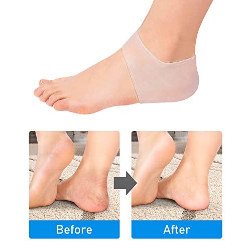 Dr.Pedi Dr.Pedi Gel Heel Sleeves Spur Relief Cushion Sleeve Unisex Silicone Moisturizing Heel Sock Protector Dry Cracked Skin Pain Repair Pedicure Reduce Pains of Plantar Fasciitis
