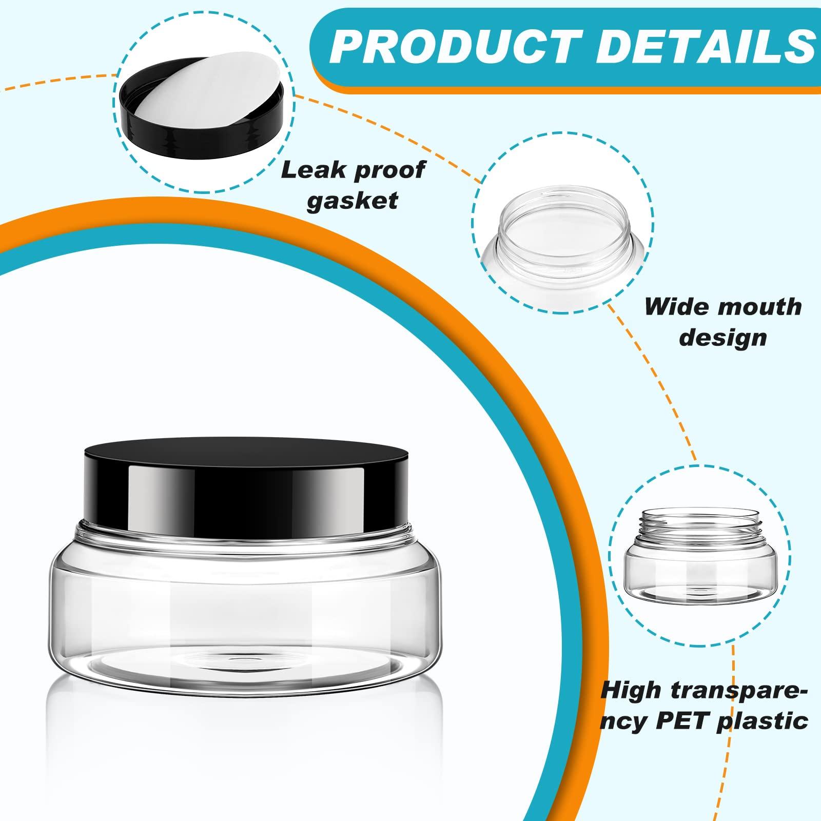 Tessco Tessco 24 Pack Plastic Jars with Lids Labels Empty Clear Plastic Jars Round Refillable Cosmetic Containers Body Butter Containers Bulk Sugar Scrub Bottle for Make Up(5 oz,Clear)