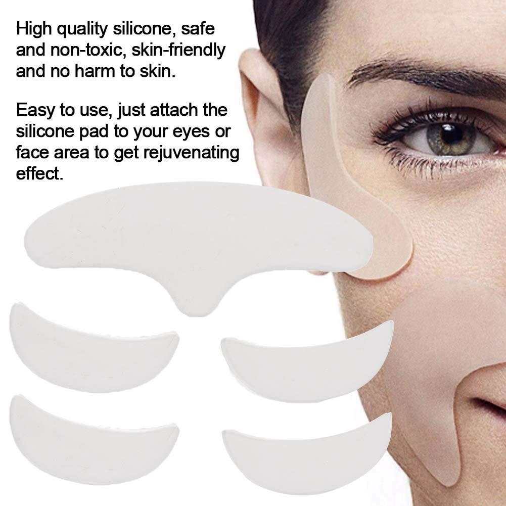 TMISHION 5Pcs Anti Wrinkle Silicone Patch, Various Shapes Reusable Washable Forehead Eye Face Anti Aging Patch for Prevent and Eliminate Wrinkles Fine Lines Skin Liftin