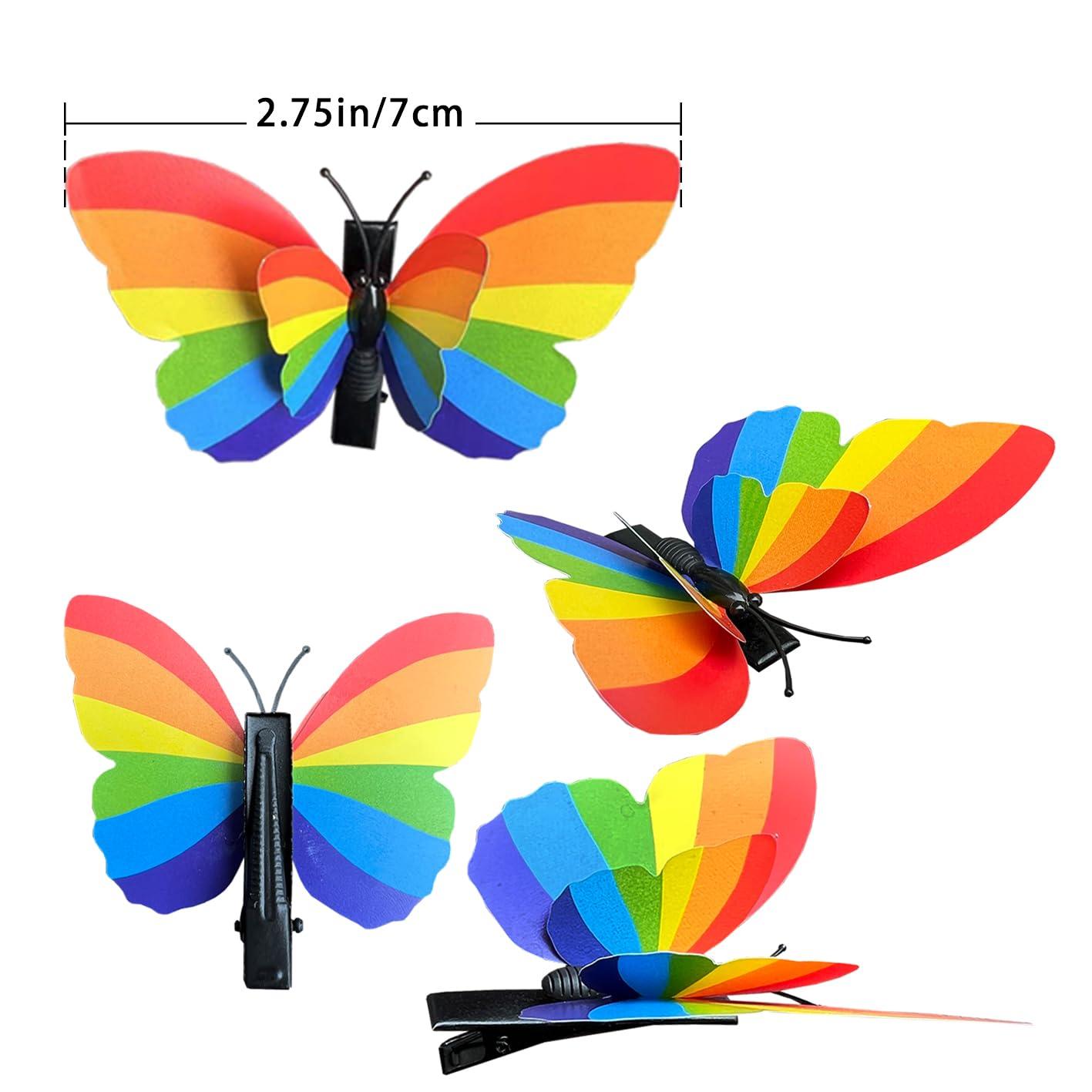 RIHDXCH 6 Pieces Gay Pride Day Rainbow Butterfly Hair Clip.Holiday Hair Accessories for Girls Women Wedding Birthday Gifts.LGBT Women Girls Party Parades Celebrations Festival Decorations