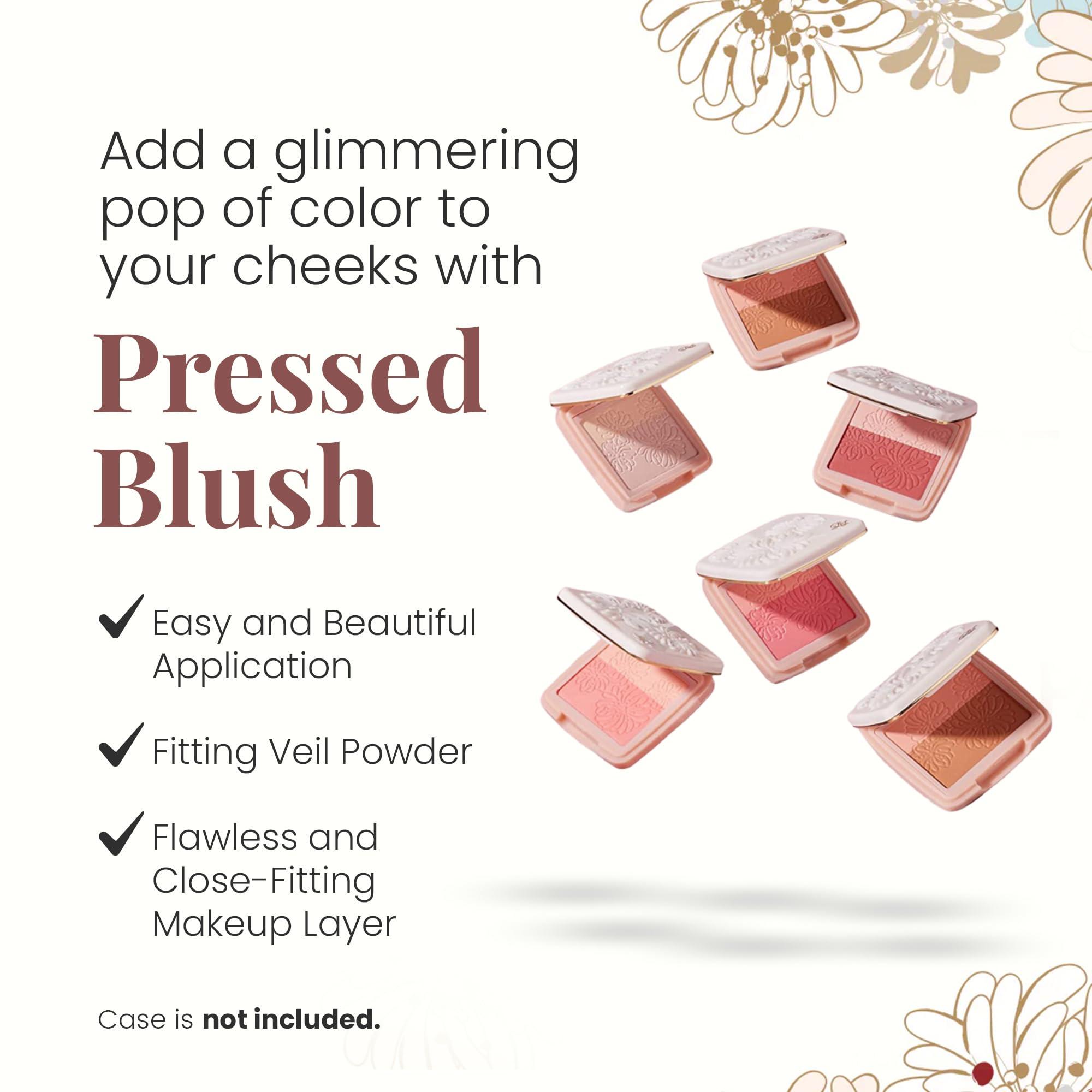 Paul & Joe Paul & Joe Pressed Blush Palette Refill Only, Case Sold Separately, Oil-Absorbing Blush Powder, Bi-Color Face Blushes with Fitting Veil Powder, Light Pink and Light Orange, 02 Confiserie, 0.17 oz