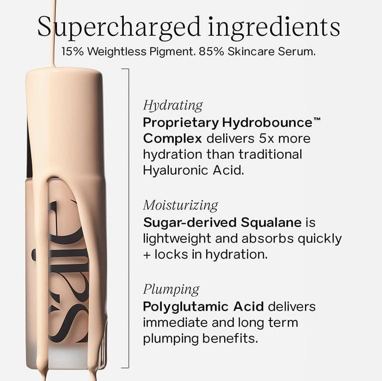 Saie Saie Glowy Super Skin Tint Liquid Foundation - Hydrating Serum Foundation with Lightweight, Medium Coverage - Formulated with Hyaluronic Acid to Hydrate, Brighten and Plump - Shade 22 (1.01 oz)