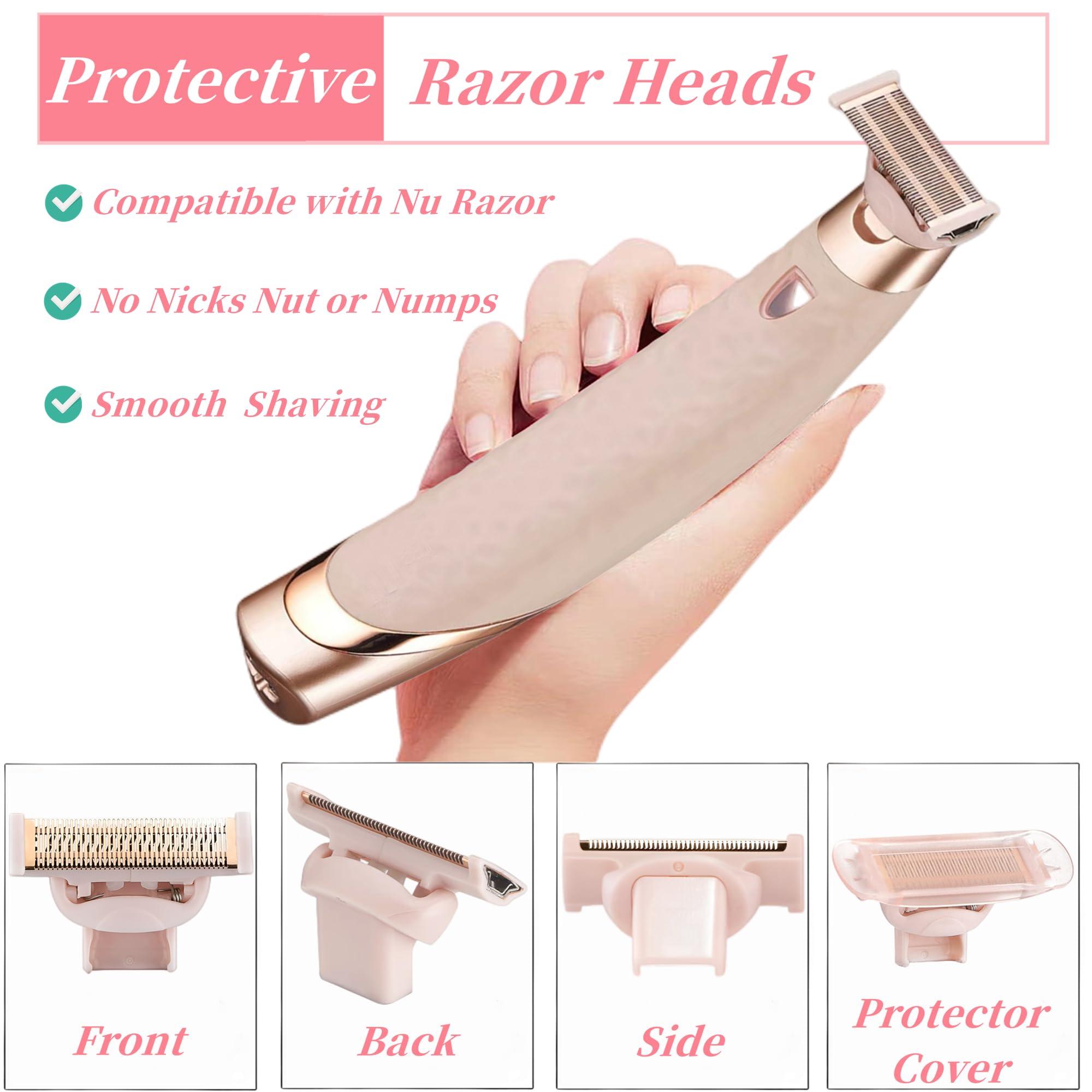 BECHY Razor Replacement Heads Compatible with Flawless Nu Razor,Body Replacement Heads for Finishing Touch Flawless Razor for Women,Hair Remover Replacement Head with Covers,Rose Gold Pack of 2.
