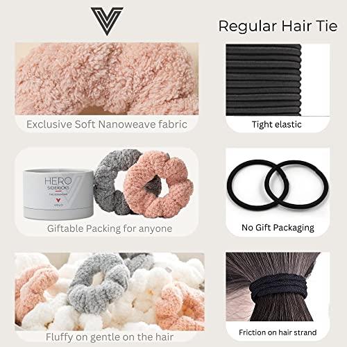 VOLO VOLO Luna Gray Spa Headband & Scrunchie Set for Women | Towel Hair Accessories for Makeup, Washing Face, Self Care & Skin Care | Ultra Soft, Absorbent & Stretchy | Perfect Pair Bundle | Microfiber